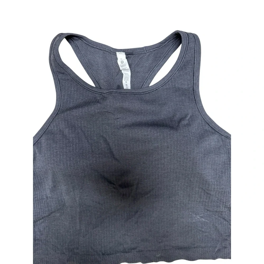Lululemon Ebb to Street Cropped Racerback Tank Top Black‎ Women's Size 12
